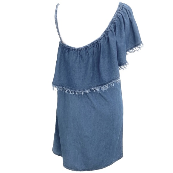 Splendid Tencel Off-Shoulder Distressed Sleeveless Jean Denim Dress - Picture 10 of 10